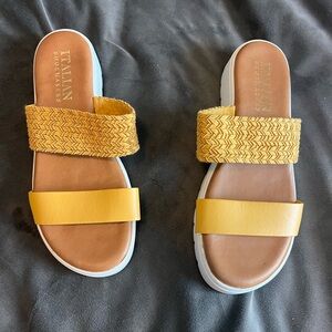 Italian Shoemakers Yellow Slide Sandals